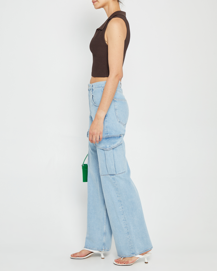 Sculpting Knit Cropped Polo Top