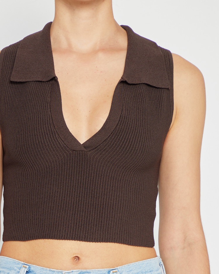 Sculpting Knit Cropped Polo Top