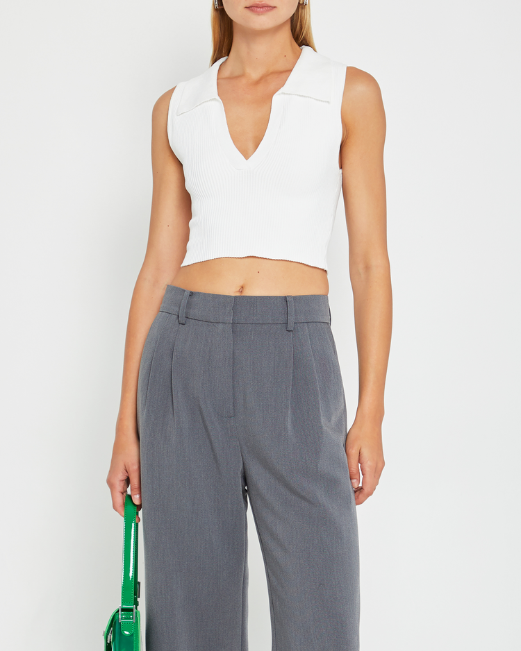 Sculpting Knit Cropped Polo Top