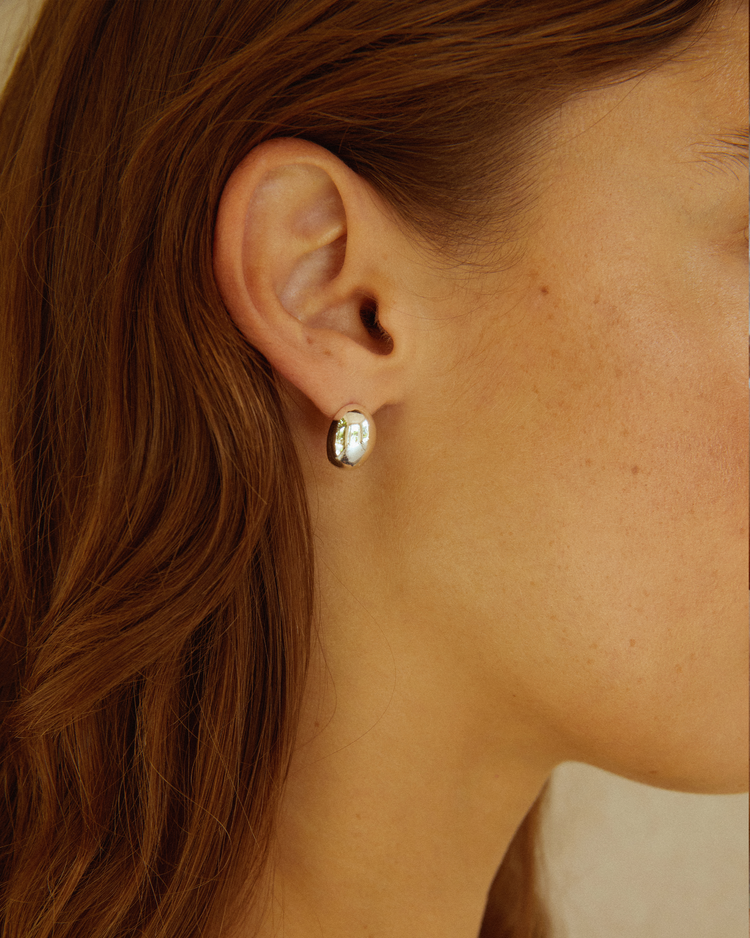 Oval Stud Silver Earrings