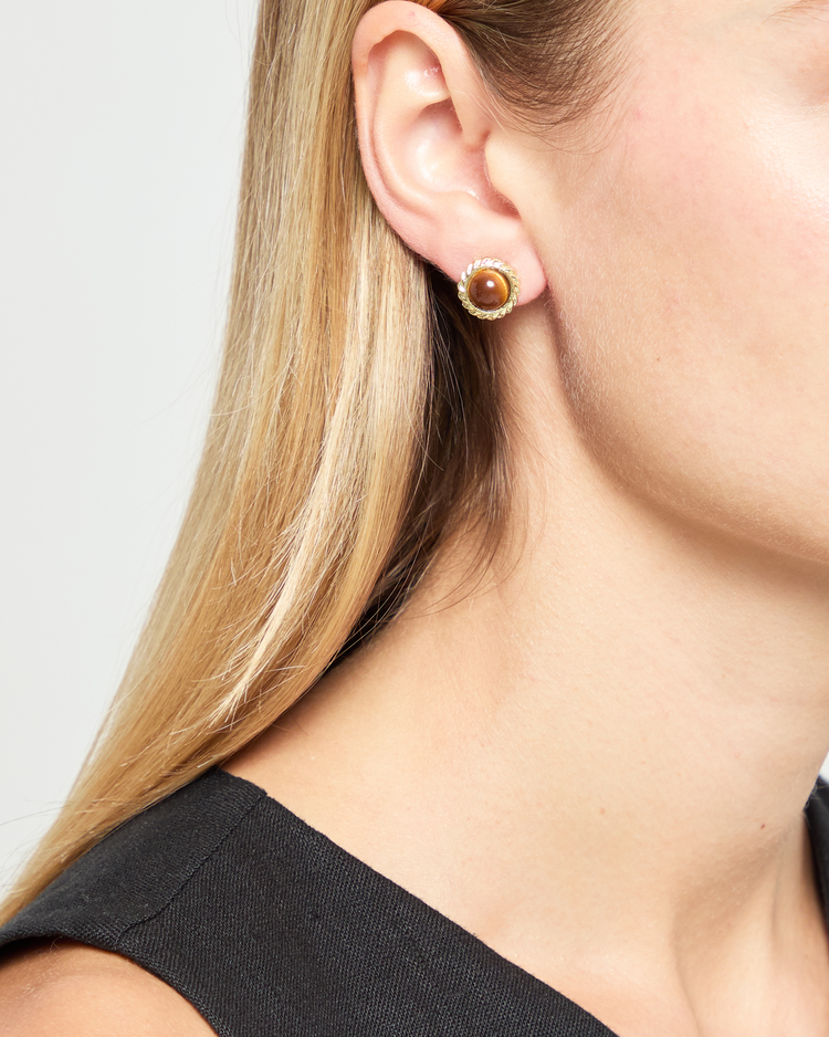 Tiger's Eye Stud Earrings