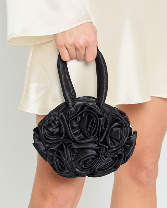 Rosette Satin Clutch