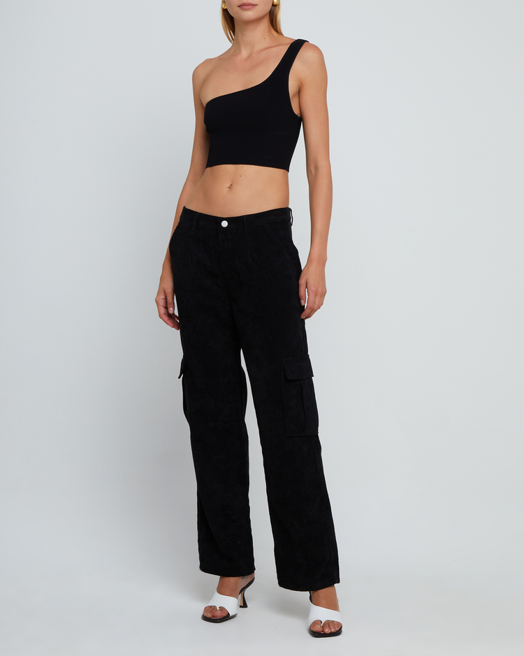 Sculpting Knit One-Shoulder Cropped Tank