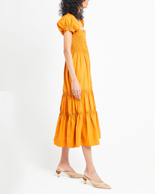 Square Neck Smocked Maxi Dress