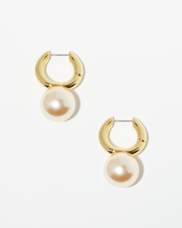 Golden Pearl Hoops