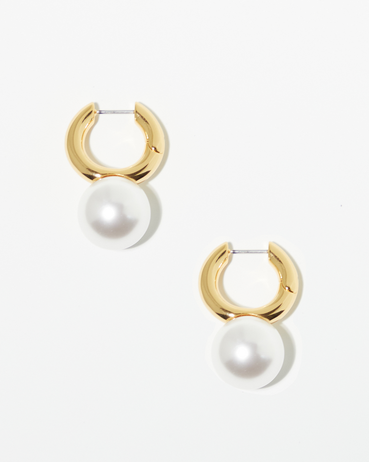 Golden Pearl Hoops